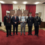 Knights Templar Scholarship Certificate given to Mr. Caelan Rinehold at Charlottesville Commandery