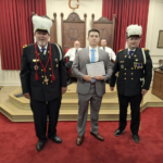 Knights Templar Scholarship Certificate given to Mr. Caelan Rinehold at Charlottesville Commandery