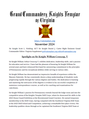 Knight Templar Magazine - VA Insert - November 2024